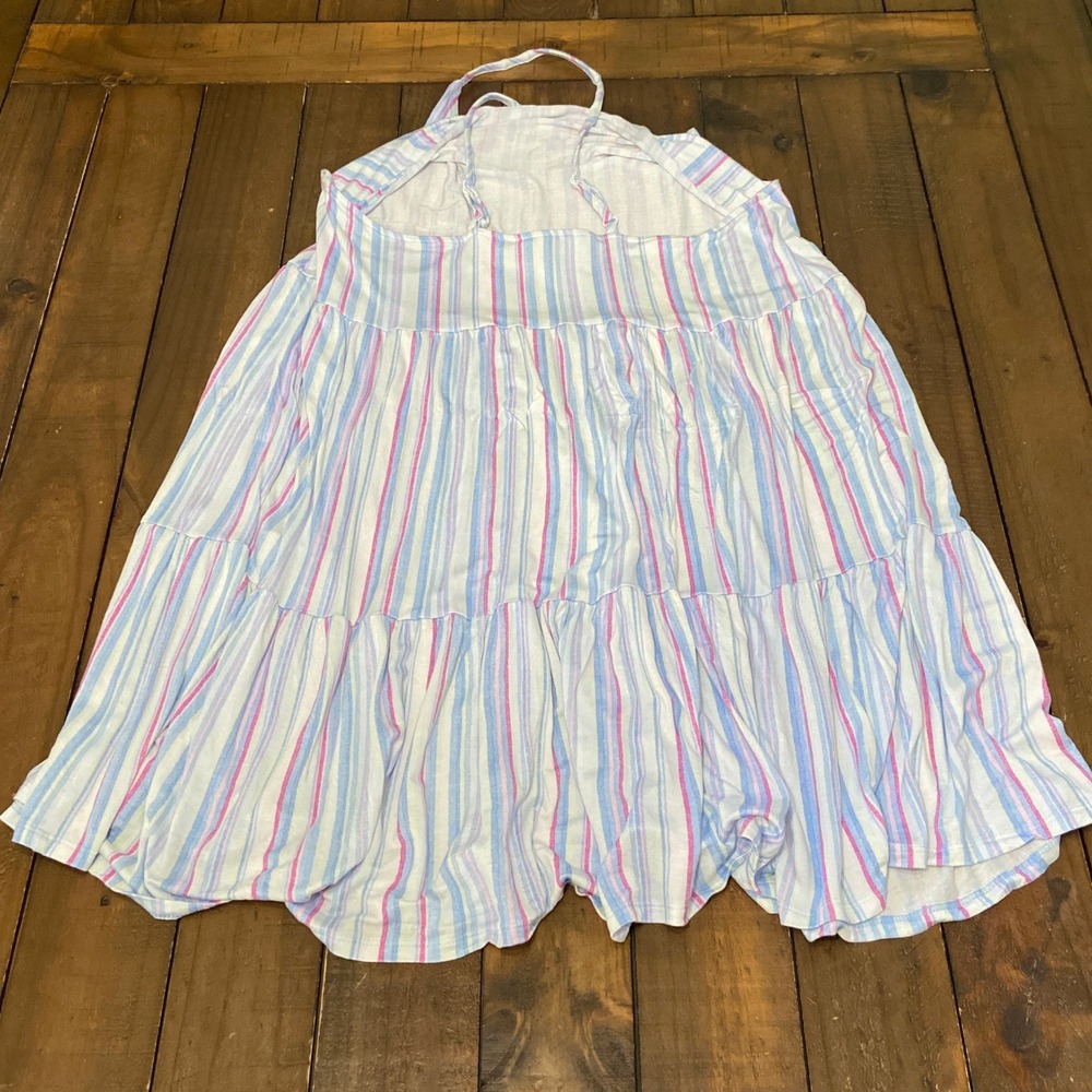 Tommy Bahama Womens Blue Pink Striped Tiered Mini Dress Cover Up TW32611 Medium - Picture 2 of 8